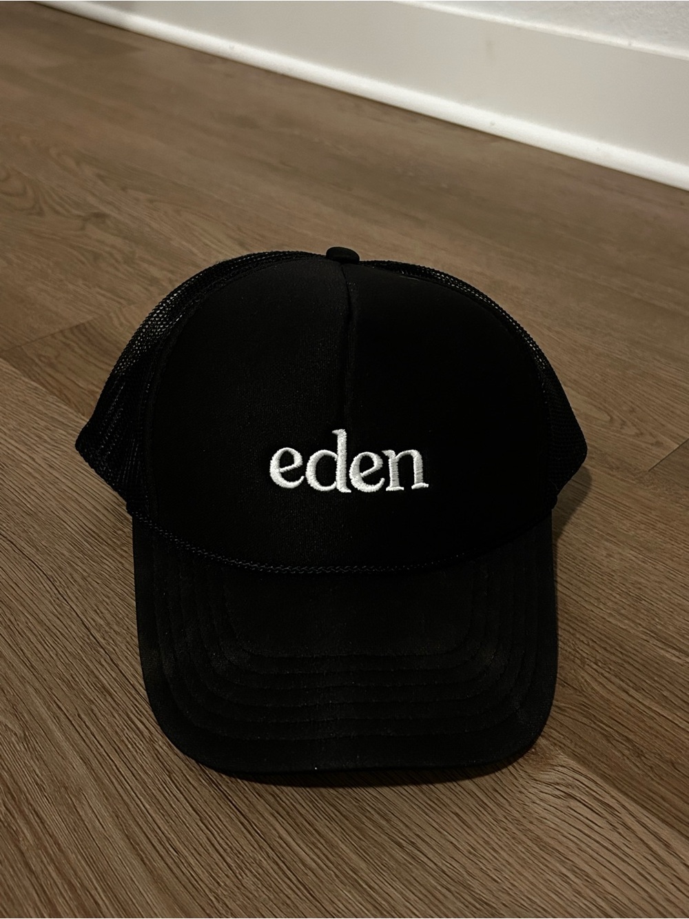 Black Embroidered Trucker Hat